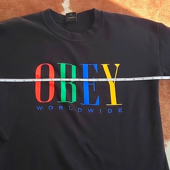 OBEY Logo Crew Neck Pullover Sweater Size Small - Picture 5 of 8